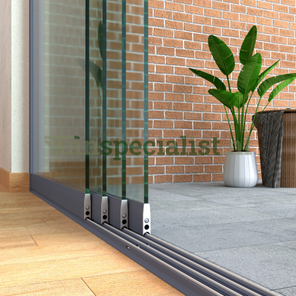 4-rail glazen schuifwand tot 3860 mm matantraciet (Ral 7016) (4 x 980mm glas)