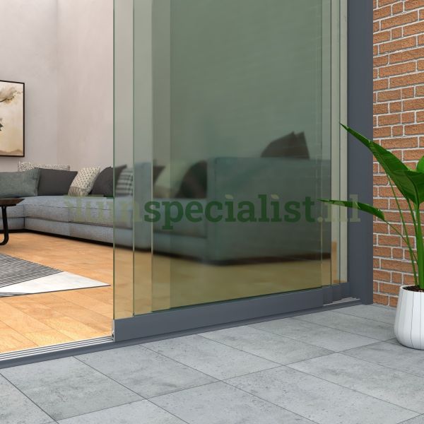 4-rail glazen schuifwand tot 3860 mm matantraciet (Ral 7016) (4 x 980mm glas)