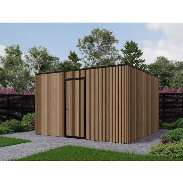 Composiet schuur 400cm x 350cm Teak