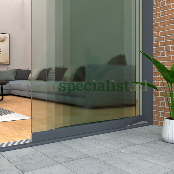 5-rail glazen schuifwand tot 4530 mm matantraciet (Ral 7016) (5 x 930mm glas)