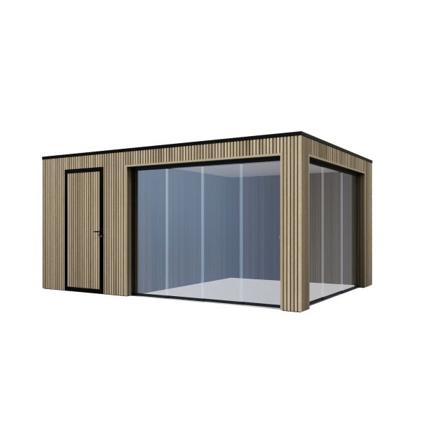 Tuinhuis Composiet Rhombus Oak 500cm x 370cm met schuur 200cm