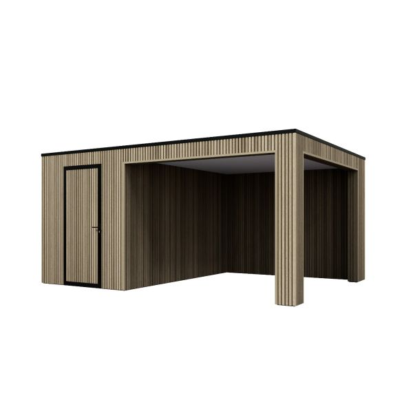 Tuinhuis Composiet Rhombus Oak 500cm x 330cm met schuur 200cm