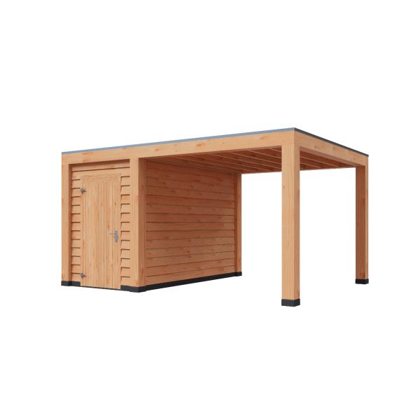 Overkapping Moderno Enkelwandig 500cm x 400cm met schuur 200cm