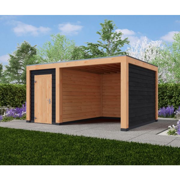 Overkapping Moderno Dubbelwandig 500cm x 400cm met schuur 200cm