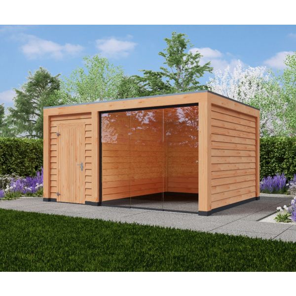Overkapping Moderno 500cm x 350cm met schuur 200cm