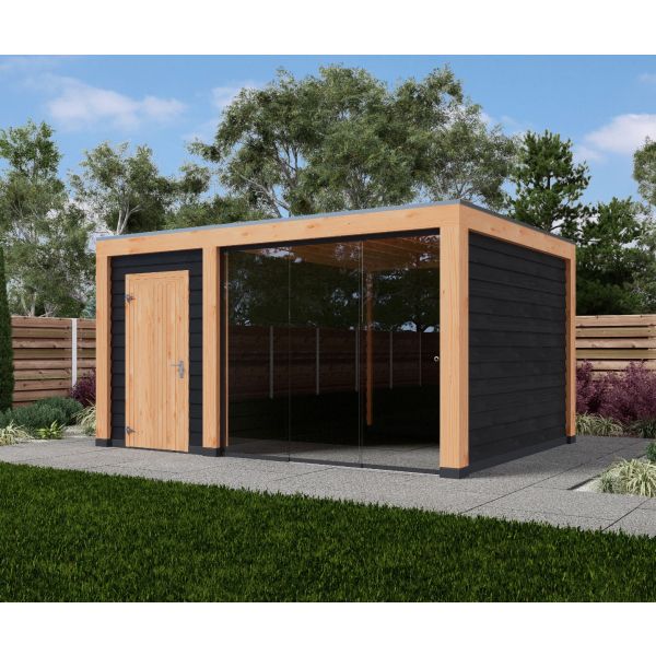 Overkapping Moderno Dubbelwandig 500cm x 350cm met schuur 200cm