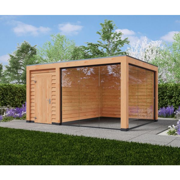 Óverkapping Moderno Enkelwandig 500cm x 350cm met schuur 200cm