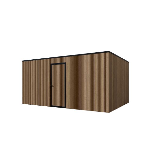 Composiet schuur 500cm x 350cm Teak