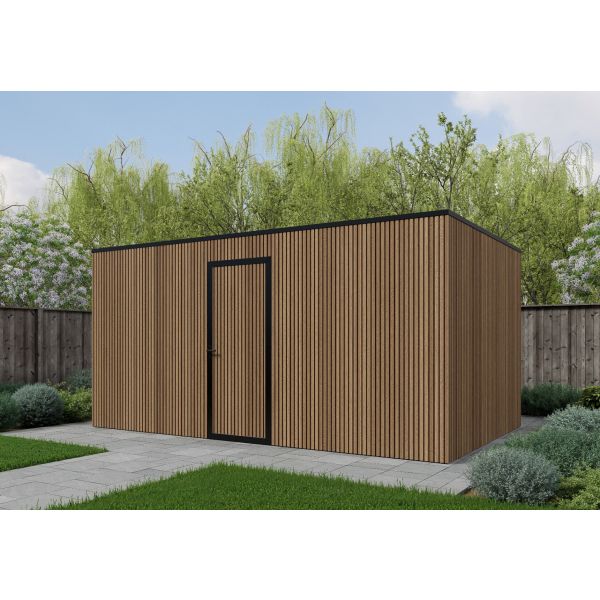 Composiet schuur 500cm x 300cm Teak