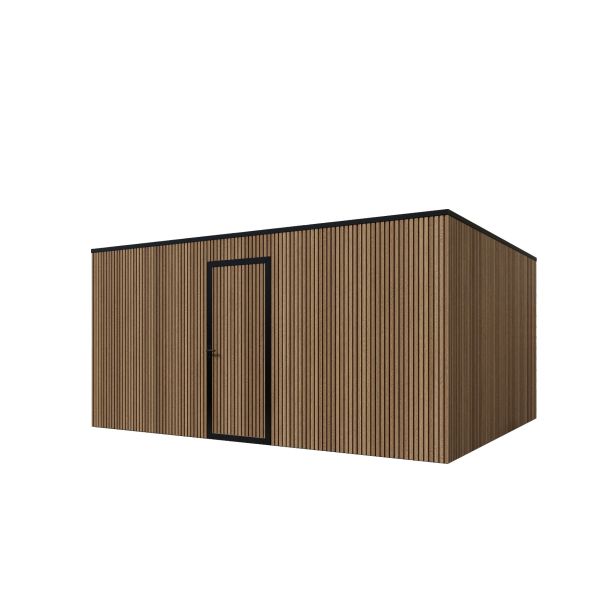 Composiet schuur 500cm x 400cm Teak