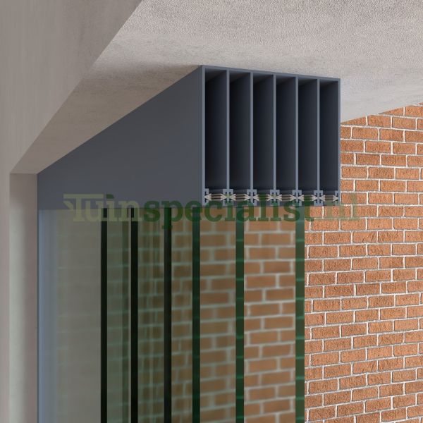 6-rail glazen schuifwand tot 5780 mm matantraciet (Ral 7016) (6 x 980mm glas)