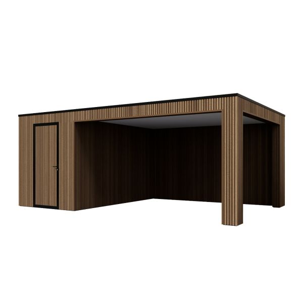 Tuinhuis Composiet Rhombus Teak 600cm x 330cm met schuur 200cm
