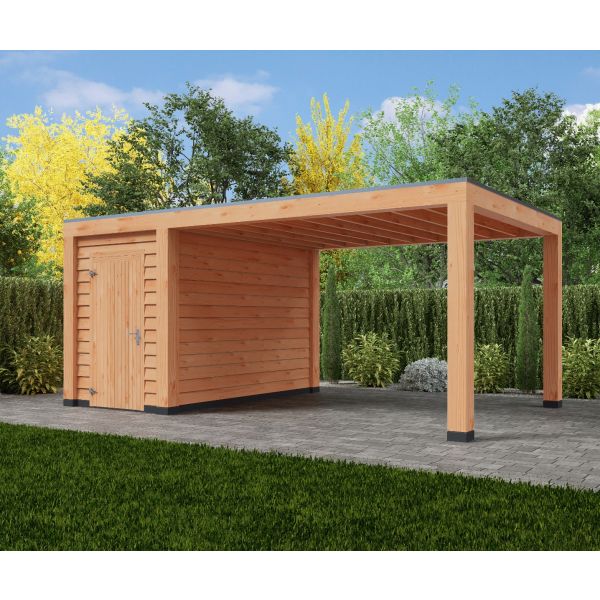 Overkapping Moderno Dubbelwandig 600cm x 350cm met schuur 200cm