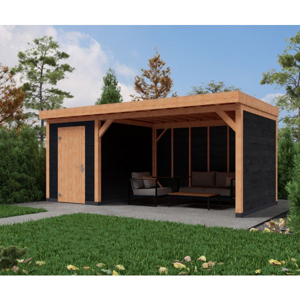 Overkapping Basic 600cm x 300cm met schuur 200cm