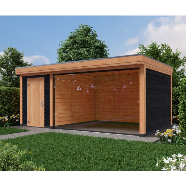 Overkapping DeLuxe Dubbelwandig 600cm x 350cm met schuur 200cm