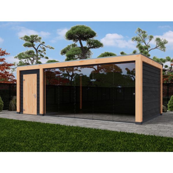 Overkapping Moderno Dubbelwandig 700cm x 300cm met schuur 200cm