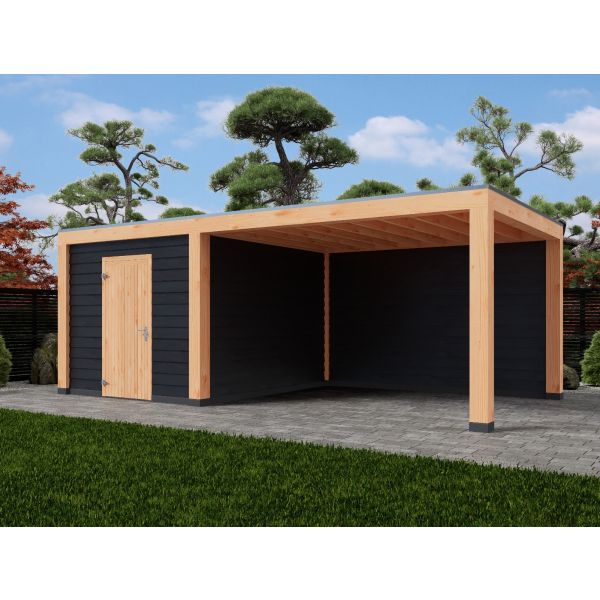 Overkapping Moderno Dubbelwandig 700cm x 350cm met schuur 300cm