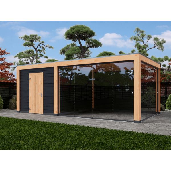 Overkapping Moderno Dubbelwandig 700cm x 400cm met schuur 300cm