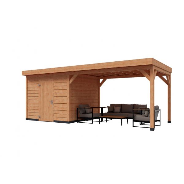 Overkapping Basic 700cm x 300cm met schuur 300cm