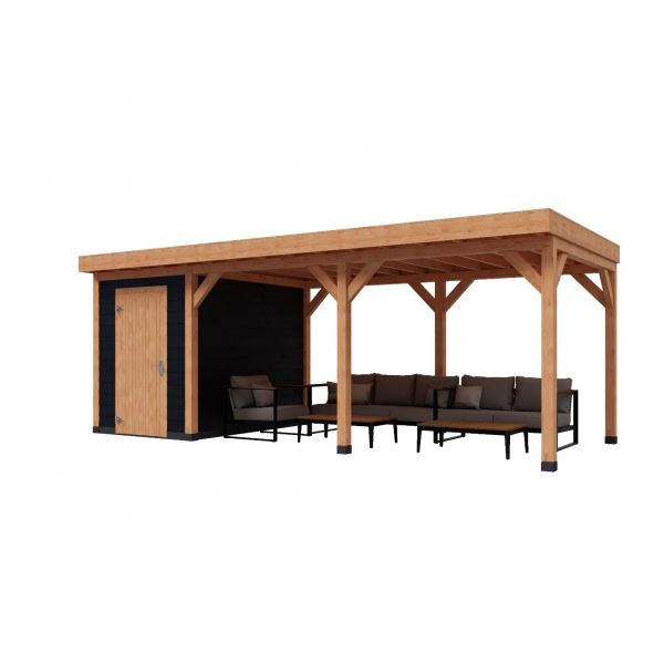 Overkapping Basic 700cm x 300cm met schuur 200cm