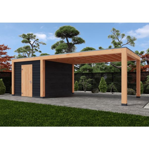Overkapping Moderno Dubbelwandig 800cm x 400cm met schuur 300cm