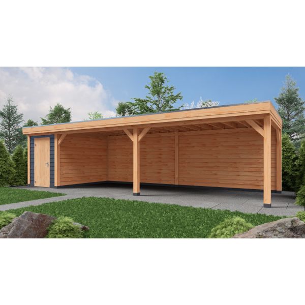 Overkapping Deluxe Dubbelwandig 1000cm x 400cm met schuur 200cm