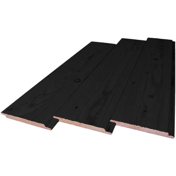 Douglas sponning plank zwart gespoten 18 x 195mm