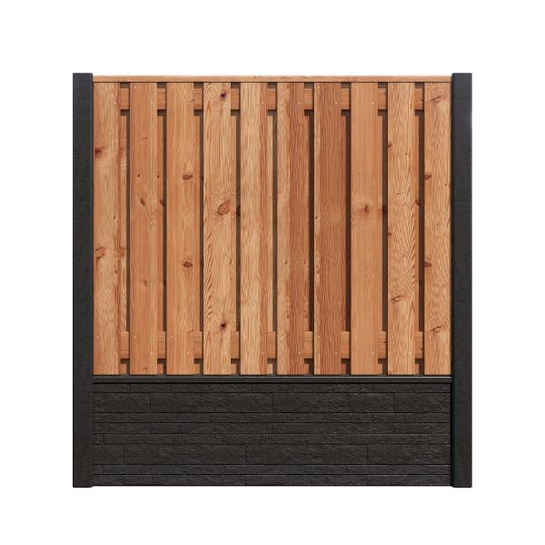Hout/Beton schutting pakket Douglas Rotsmotief 21 planks