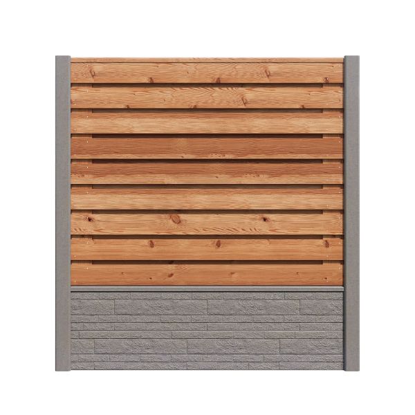 Hout/Beton schutting pakket Douglas Rotsmotief 21 planks