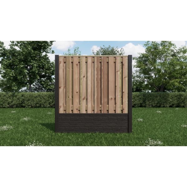 Hout/Beton schutting pakket Grenen Rotsmotief 21 planks