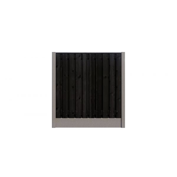 Hout/Beton schutting pakket Grenen Zwart 21 planks