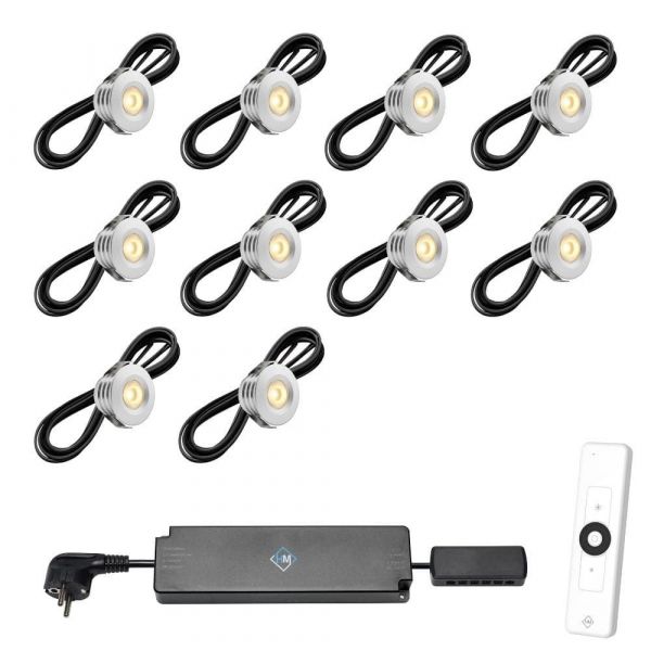 Set van 10-Ledspots kleur Aluminium AB - Warmwit
