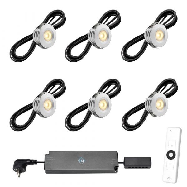 Set van 6-Ledspots kleur Aluminium AB - Warmwit