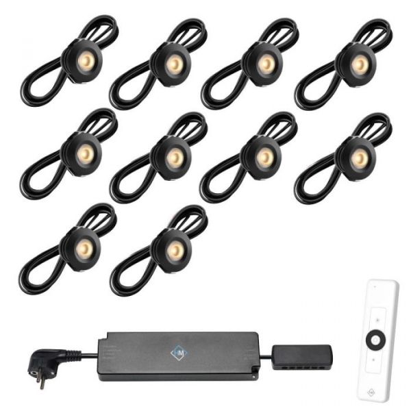 Set van 10-Ledspots kleur zwart AB - Warmwit