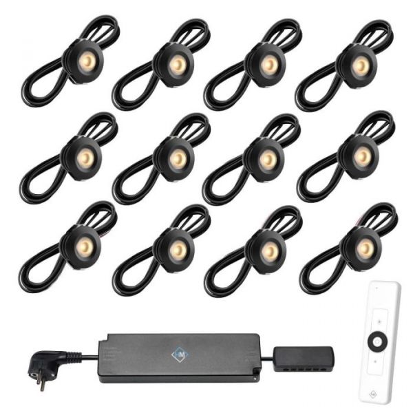 Set van 12-Ledspots kleur zwart AB - Warmwit