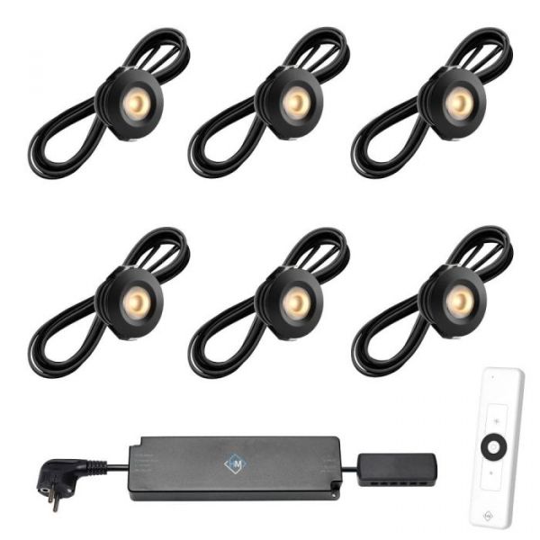 Set van 6-Ledspots kleur zwart AB - Warmwit