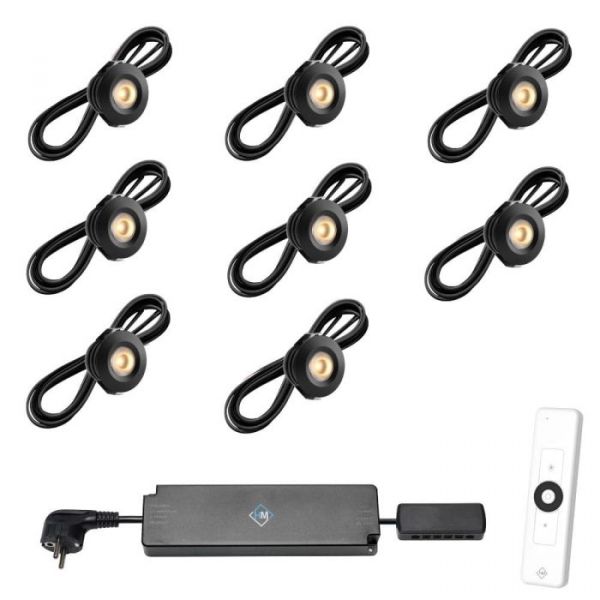 Set van 8-Ledspots kleur zwart AB - Warmwit
