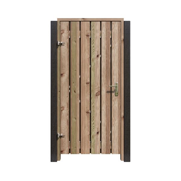 Grenen tuinpoort 195cm hoog incl. kozijn, slot en bevestigingsmateriaal