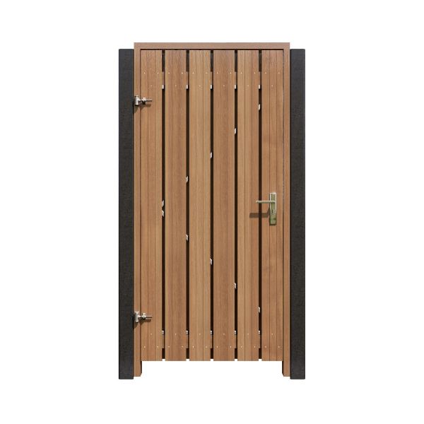 Hardhouten tuinpoort 195cm hoog incl. kozijn, slot en bevestigingsmateriaal