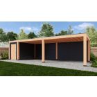 Overkapping Moderno Enkelwandig 1000cm x 300cm met schuur 200cm