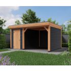 Overkapping Deluxe Enkelwandig 600cm x 350cm met schuur 200cm