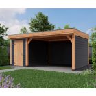 Overkapping Deluxe Enkelwandig 600cm x 300cm met schuur 200cm