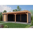 Overkapping Deluxe Enkelwandig 800cm x 350cm met schuur 200cm