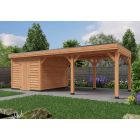 Overkapping Deluxe Dubbelwandig 800cm x 300cm met schuur 300cm