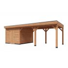 Overkapping Deluxe Dubbelwandig 800cm x 350cm met schuur 300cm