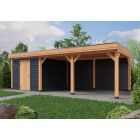 Overkapping Deluxe Dubbelwandig 800cm x 400cm met schuur 300cm