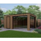 Tuinhuis Composiet Rhombus Teak 500cm x 330cm met schuur 200cm