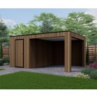 Tuinhuis Composiet Rhombus Teak 500cm x 370cm met schuur 200cm