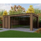 Tuinhuis Composiet Rhombus Teak 600cm x 330cm met schuur 200cm