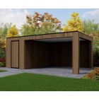 Tuinhuis Composiet Rhombus Teak 600cm x 370cm met schuur 200cm